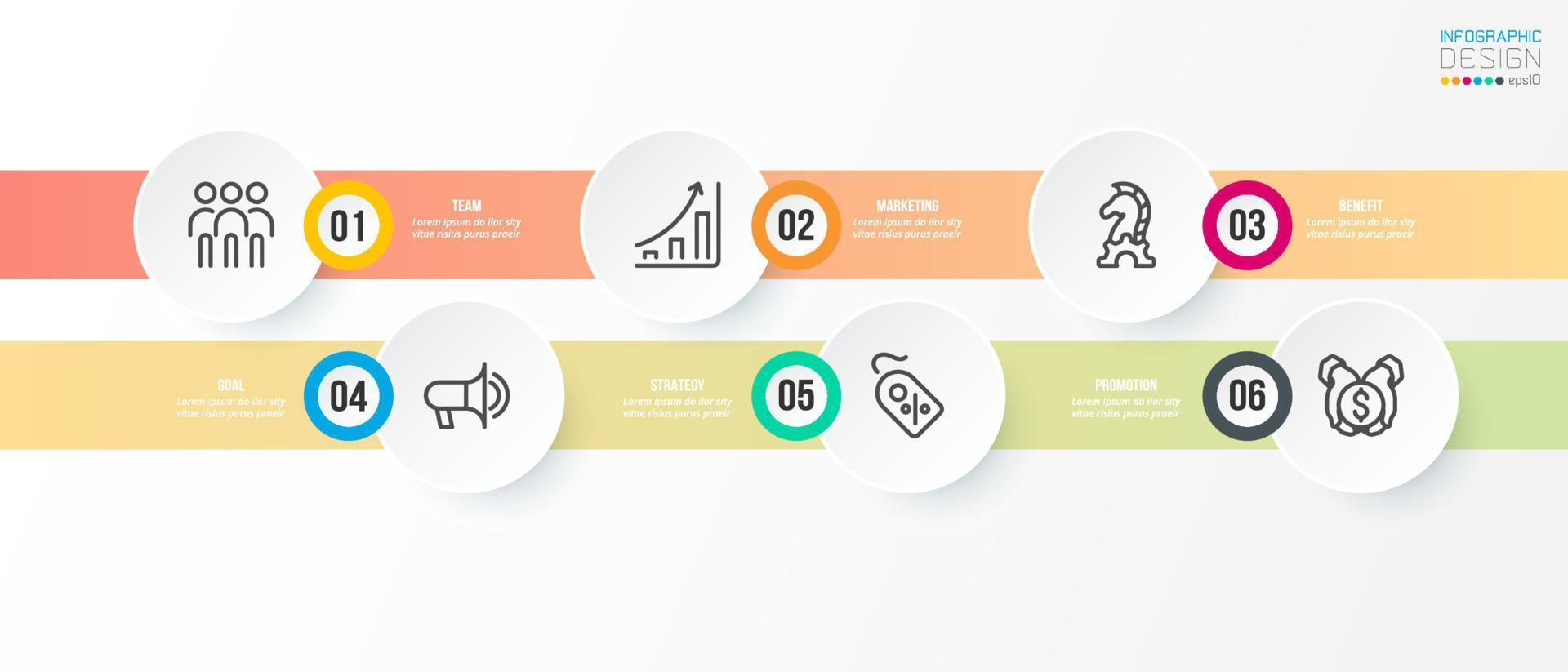 modelo de infográfico de negócios de gráfico de linha do tempo. vetor