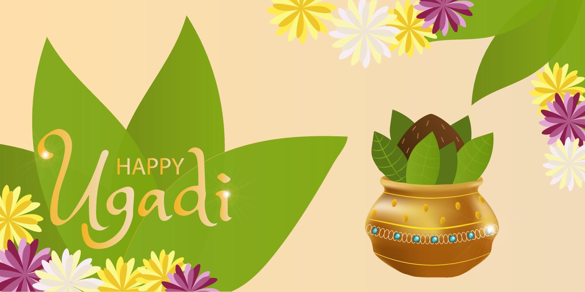 feliz Ugadi com tradicional para Índia, Novo ano festival Ugadi vetor