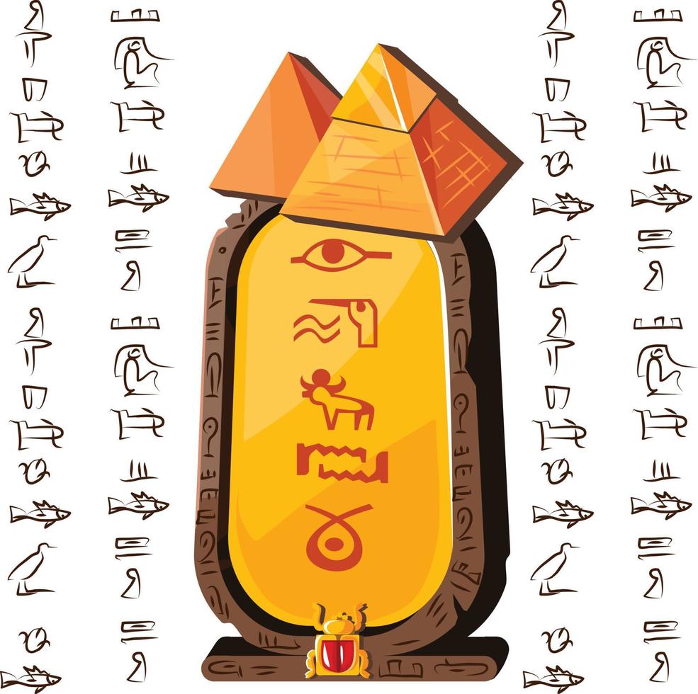 pedra quadro, argila tábua e egípcio hieróglifos vetor