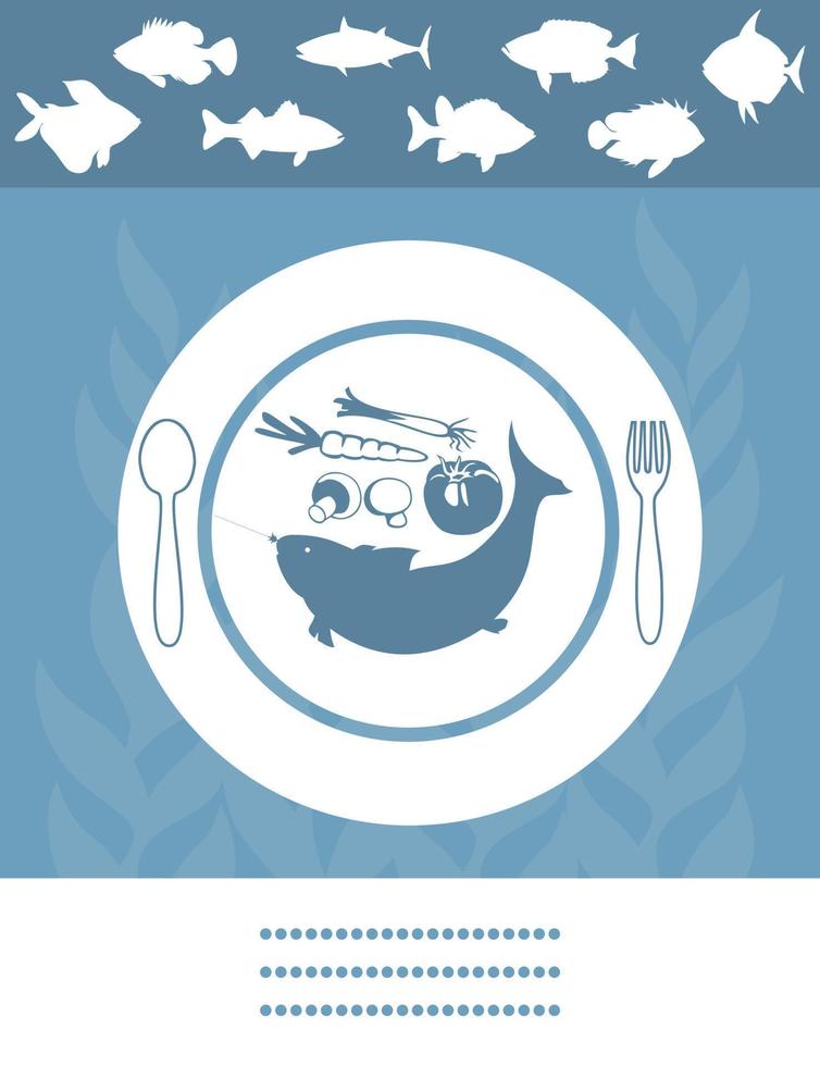 peixe em uma prato com legumes. uma vetor ilustração
