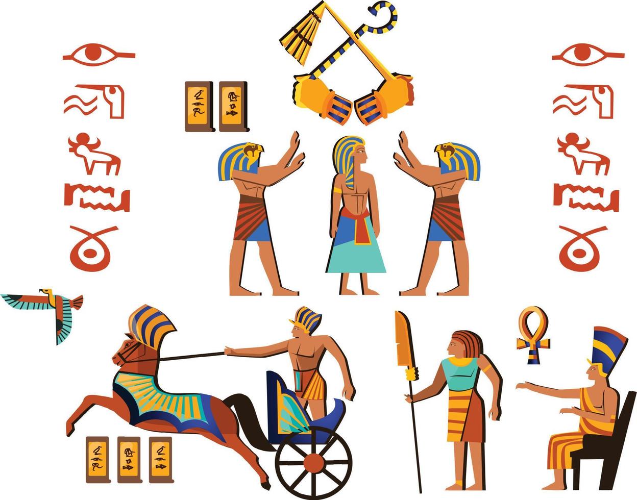 antigo Egito parede arte ou mural desenho animado vetor