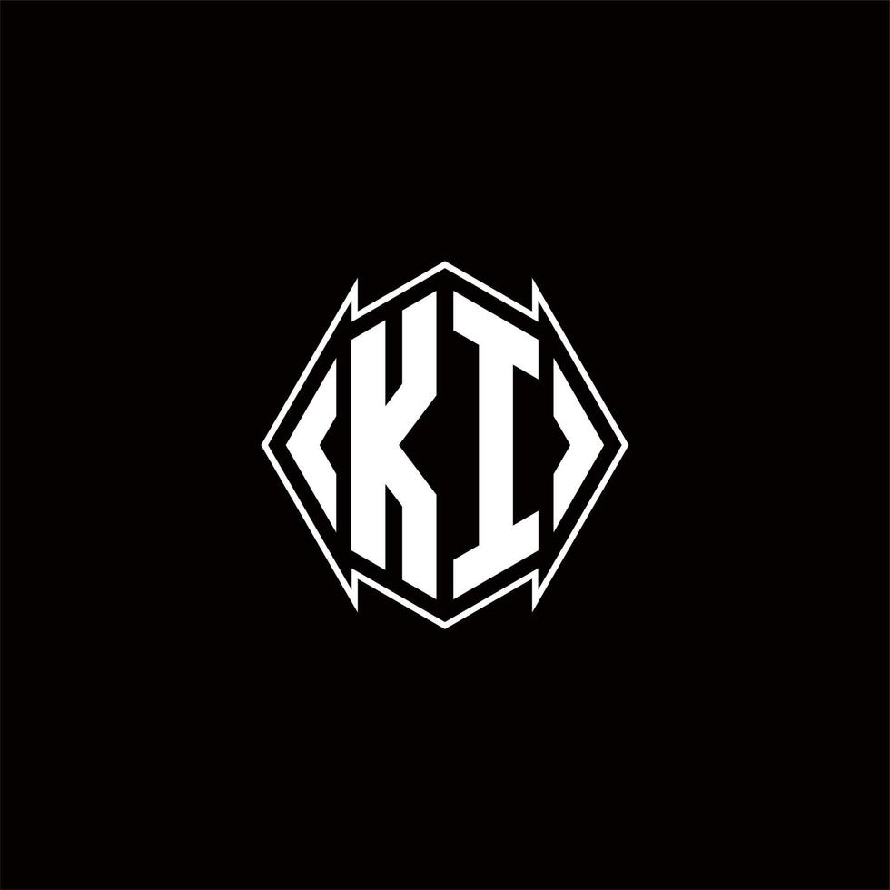 ki logotipo monograma com escudo forma desenhos modelo vetor