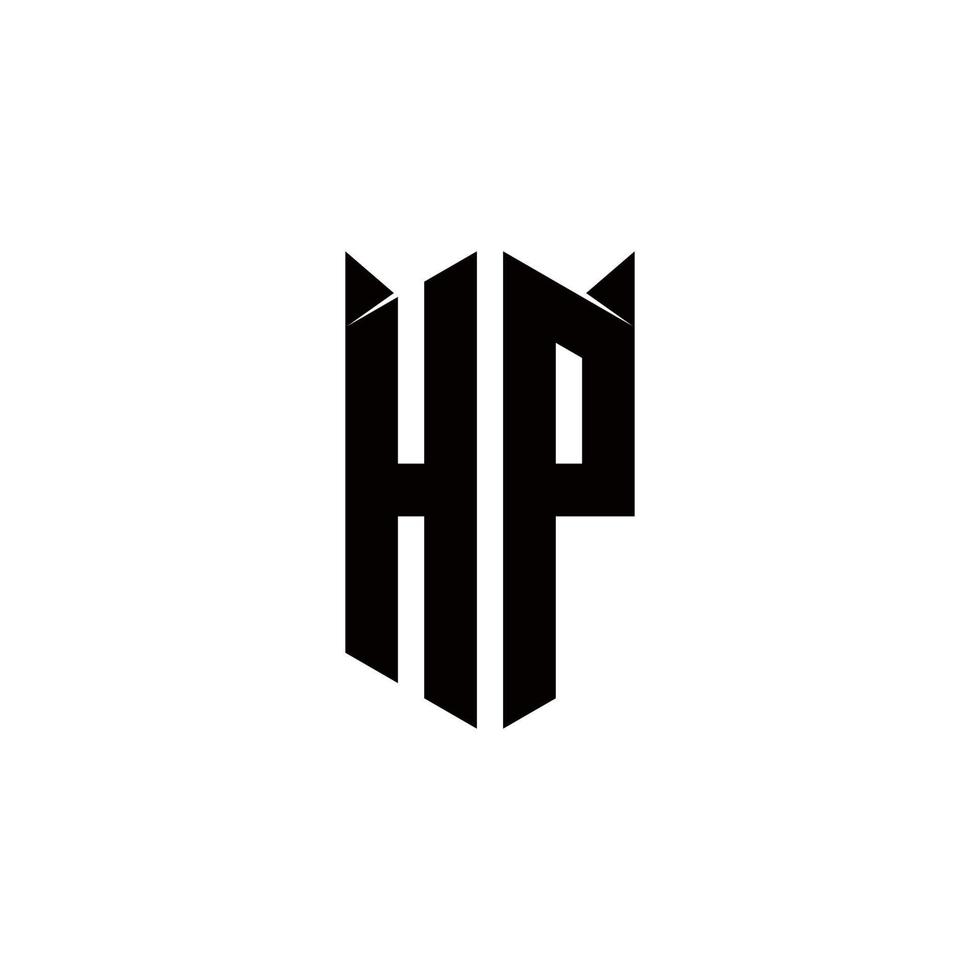 hp logotipo monograma com escudo forma desenhos modelo vetor