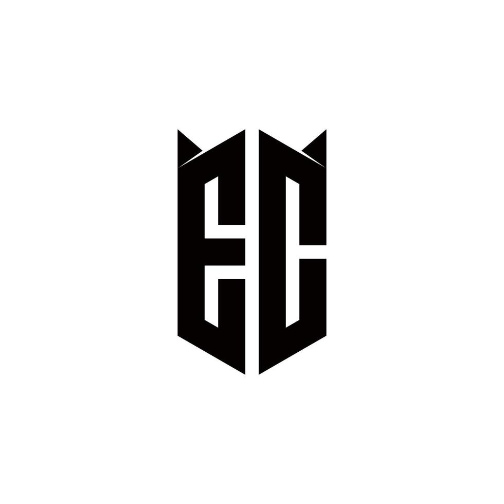 ec logotipo monograma com escudo forma desenhos modelo vetor