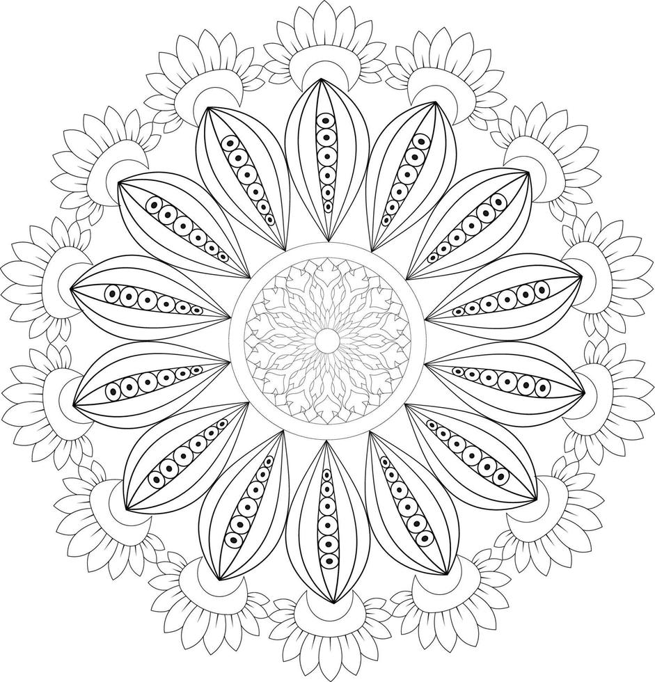 esboço mandala para coloração livro. decorativo volta ornamento. antiestresse terapia padronizar. tecer Projeto. vetor