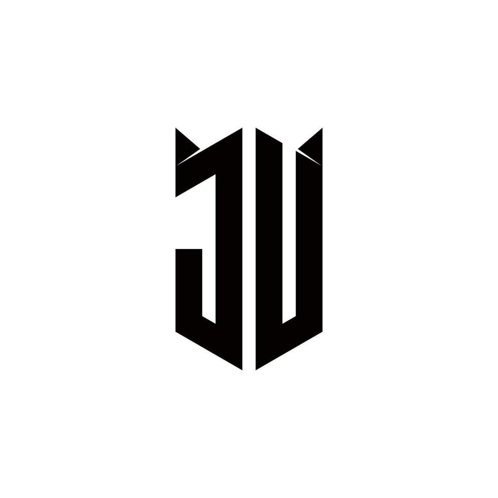 ju logotipo monograma com escudo forma desenhos modelo vetor