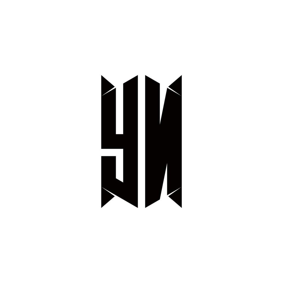 yn logotipo monograma com escudo forma desenhos modelo vetor