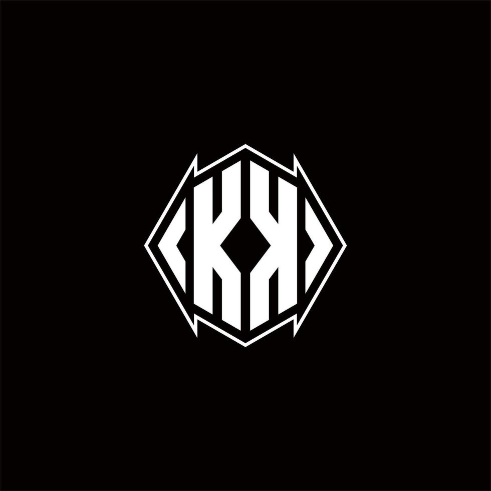 kk logotipo monograma com escudo forma desenhos modelo vetor