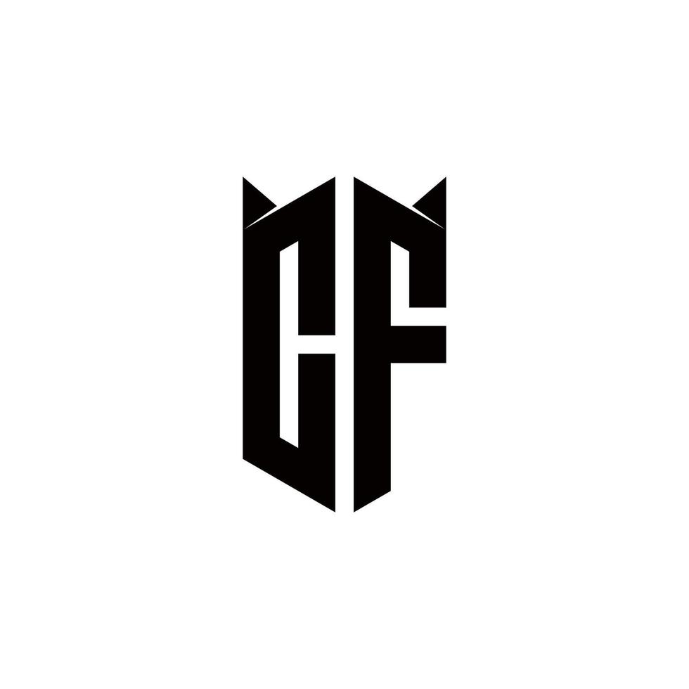 cf logotipo monograma com escudo forma desenhos modelo vetor