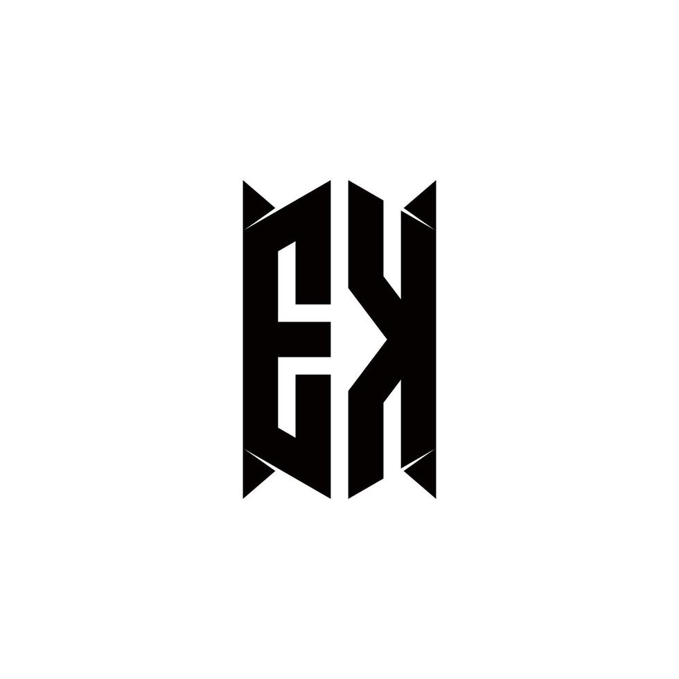 ek logotipo monograma com escudo forma desenhos modelo vetor