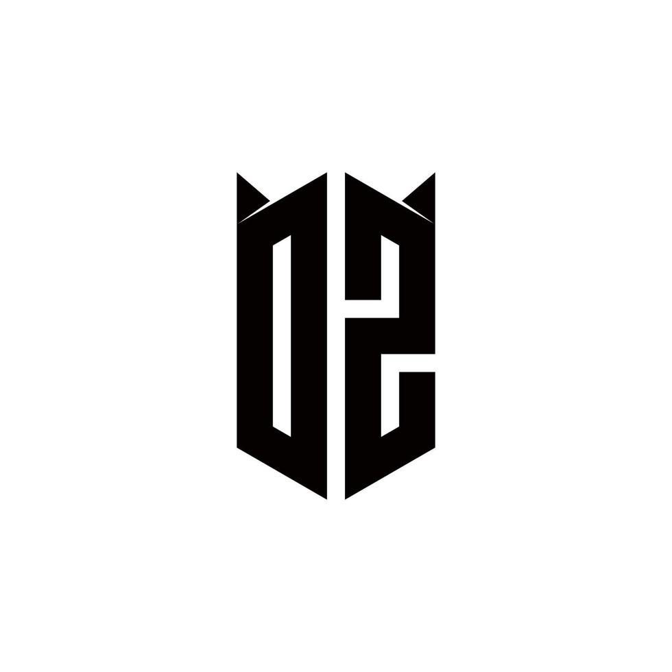 dz logotipo monograma com escudo forma desenhos modelo vetor