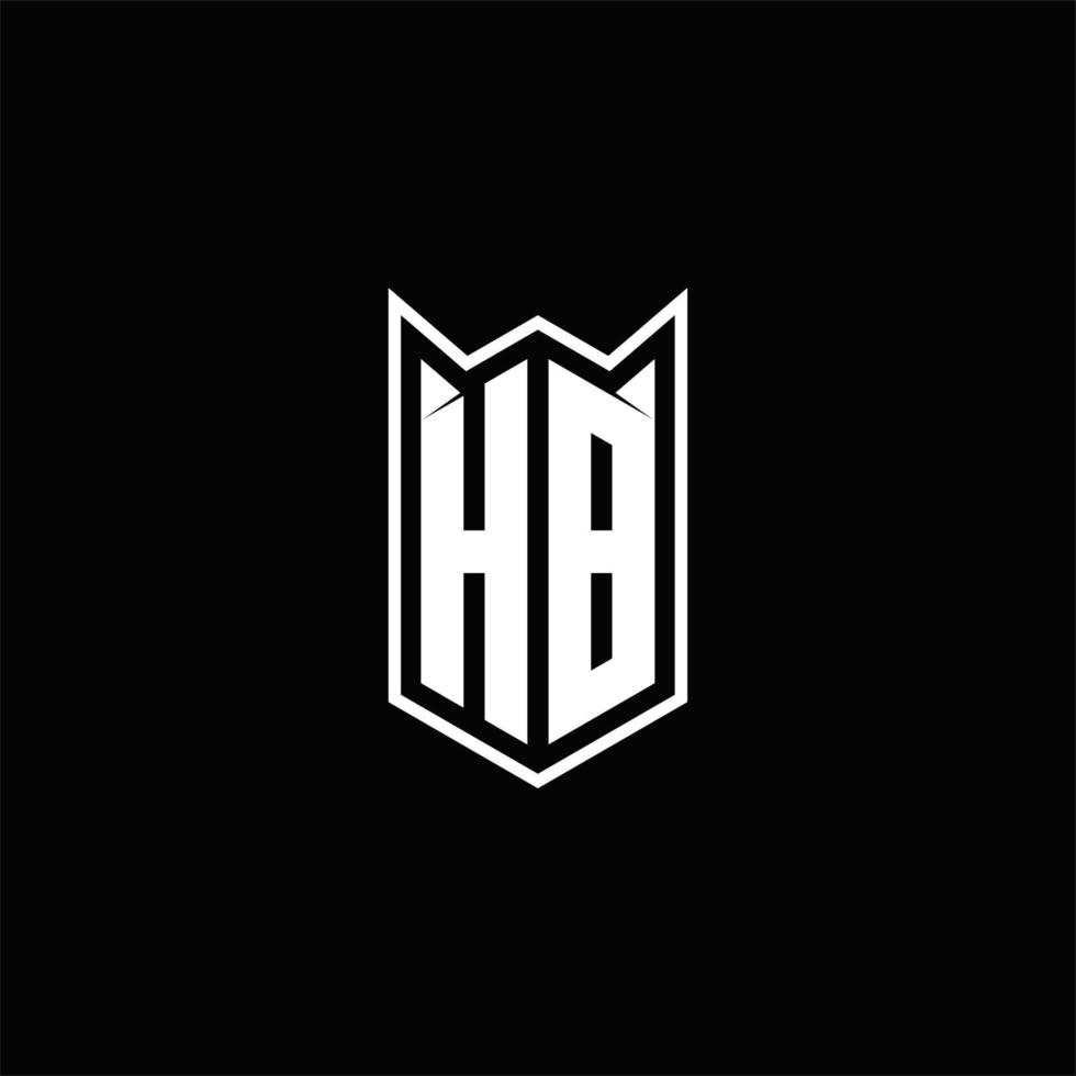 hb logotipo monograma com escudo forma desenhos modelo vetor