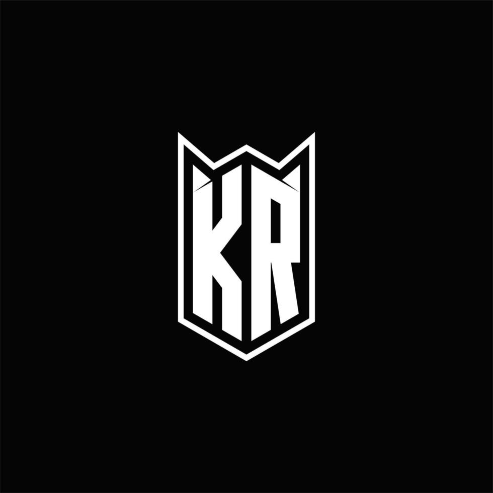 kr logotipo monograma com escudo forma desenhos modelo vetor