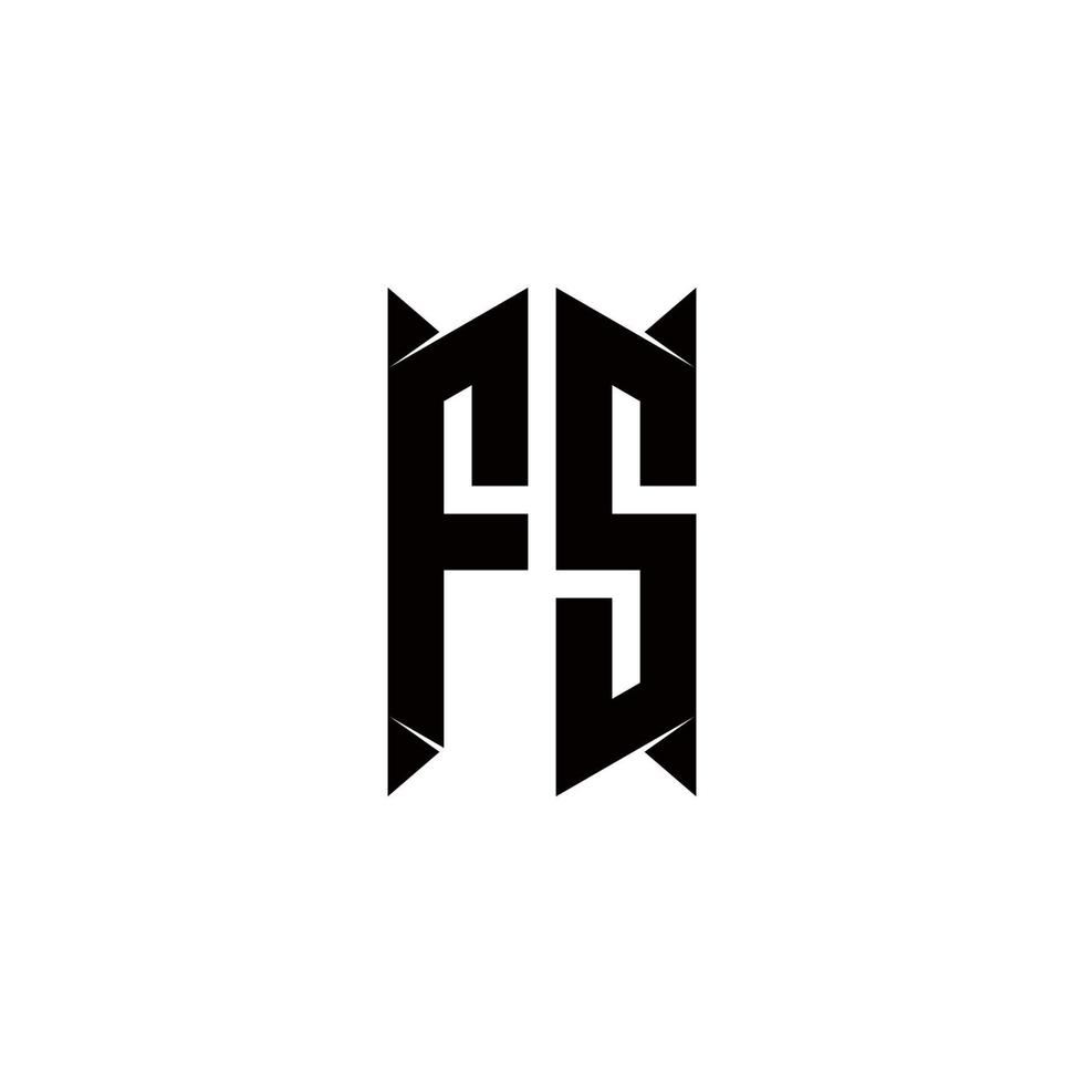 fs logotipo monograma com escudo forma desenhos modelo vetor