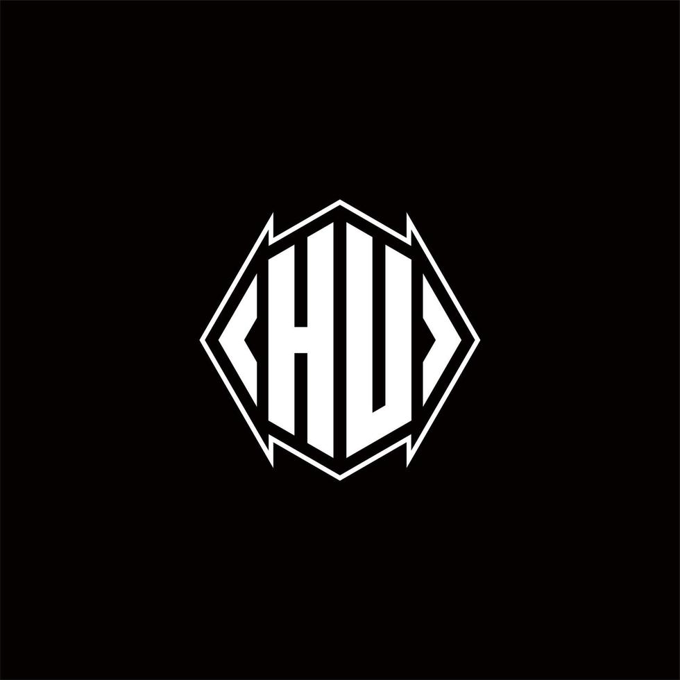 hu logotipo monograma com escudo forma desenhos modelo vetor