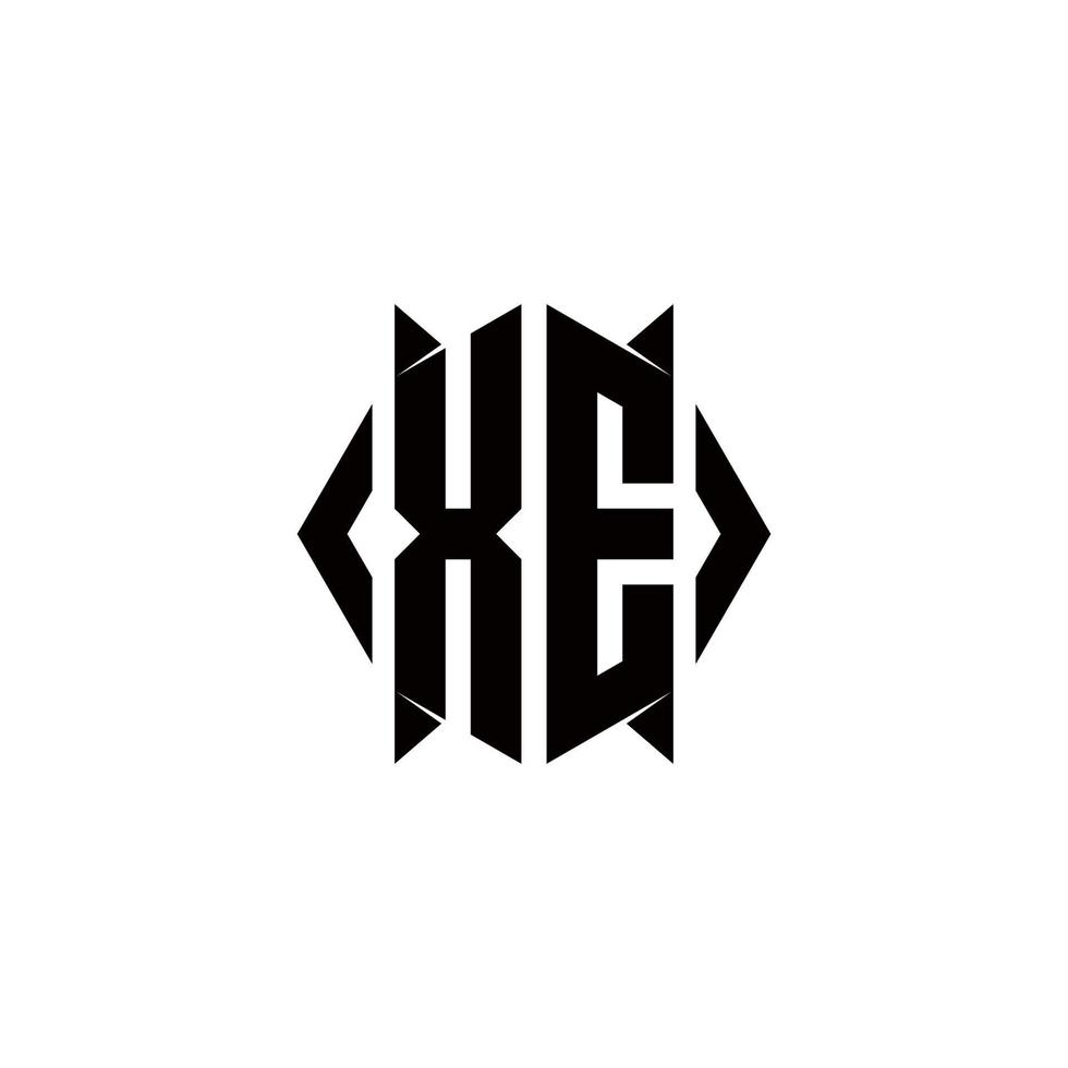 xe logotipo monograma com escudo forma desenhos modelo vetor