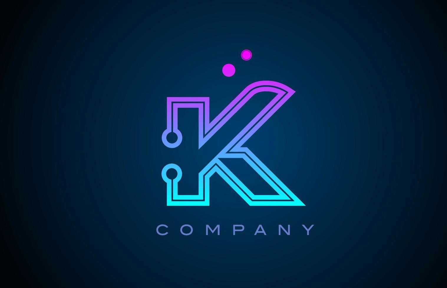 k alfabeto carta logotipo ícone Projeto com Rosa azul cor e pontos. criativo modelo para o negócio e companhia vetor
