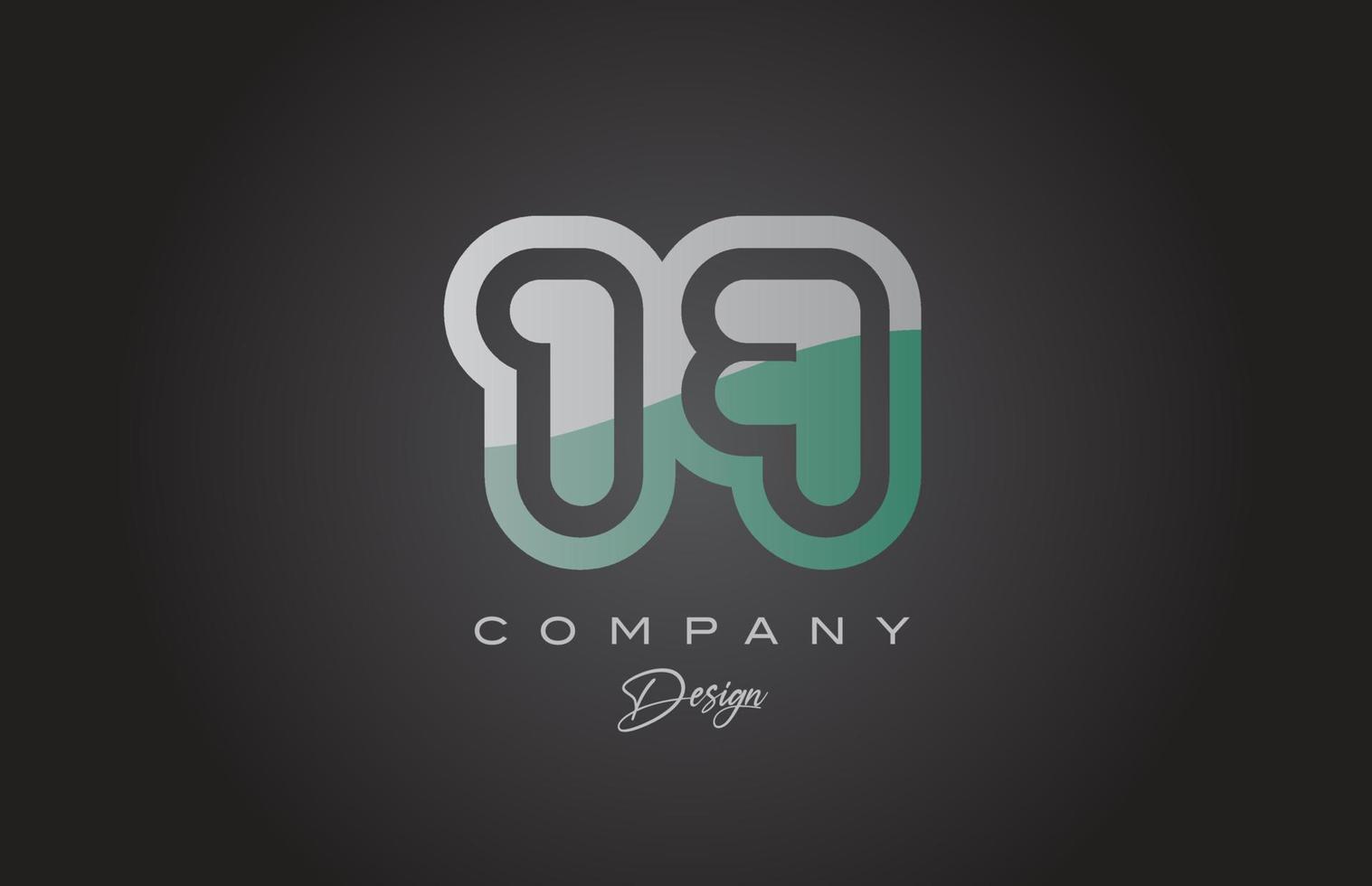 17 verde cinzento número logotipo ícone Projeto. criativo modelo para companhia e o negócio vetor