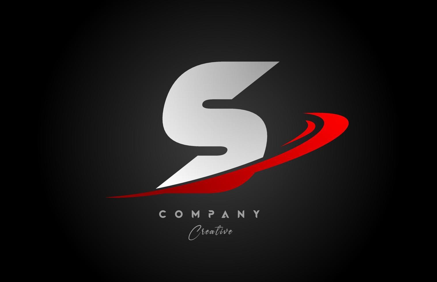 vermelho swoosh s alfabeto carta logotipo ícone Projeto com Preto cinzento cor. criativo modelo para o negócio e companhia vetor