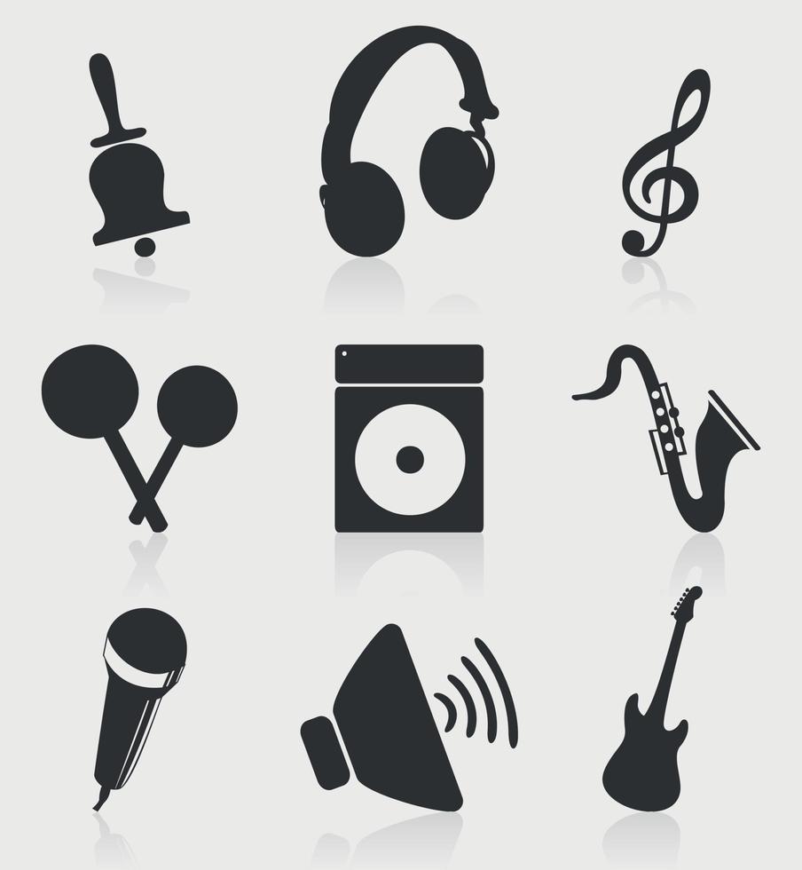 conjunto do ícones em uma tema música. uma vetor ilustração