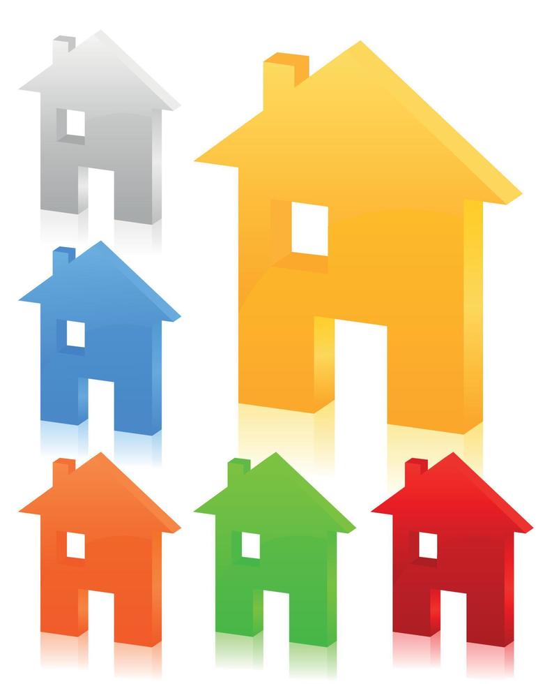 Sombrio azul ícones do pequeno casas para rede Projeto. uma vetor ilustração