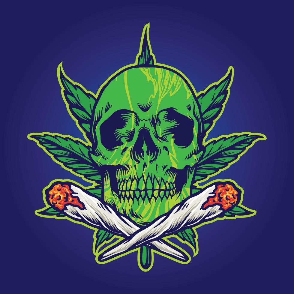 crânio de cannabis verde vetor