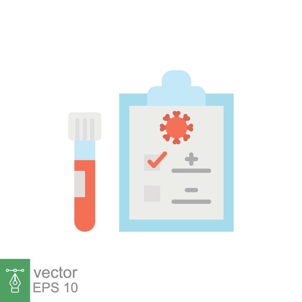 cobiçado teste ícone. simples plano estilo. positivo corona vírus resultado, negativo, rápido, plasma, pesquisar, médico conceito. vetor ilustração isolado em branco fundo. eps 10.