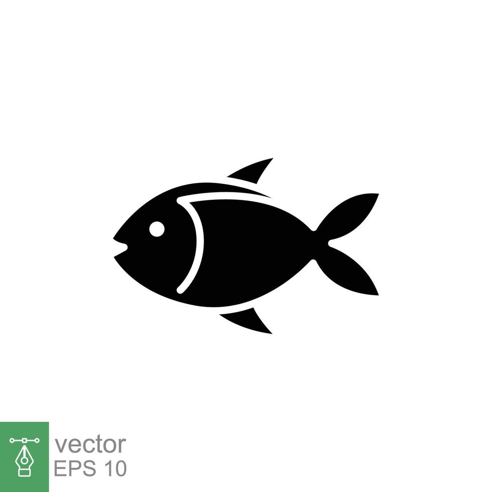 peixe ícone vetor silhueta símbolo. mar vida, atum, Peixes, natureza conceito para Comida modelo Projeto. sólido, glifo vetor ilustração isolado em branco fundo. eps 10.