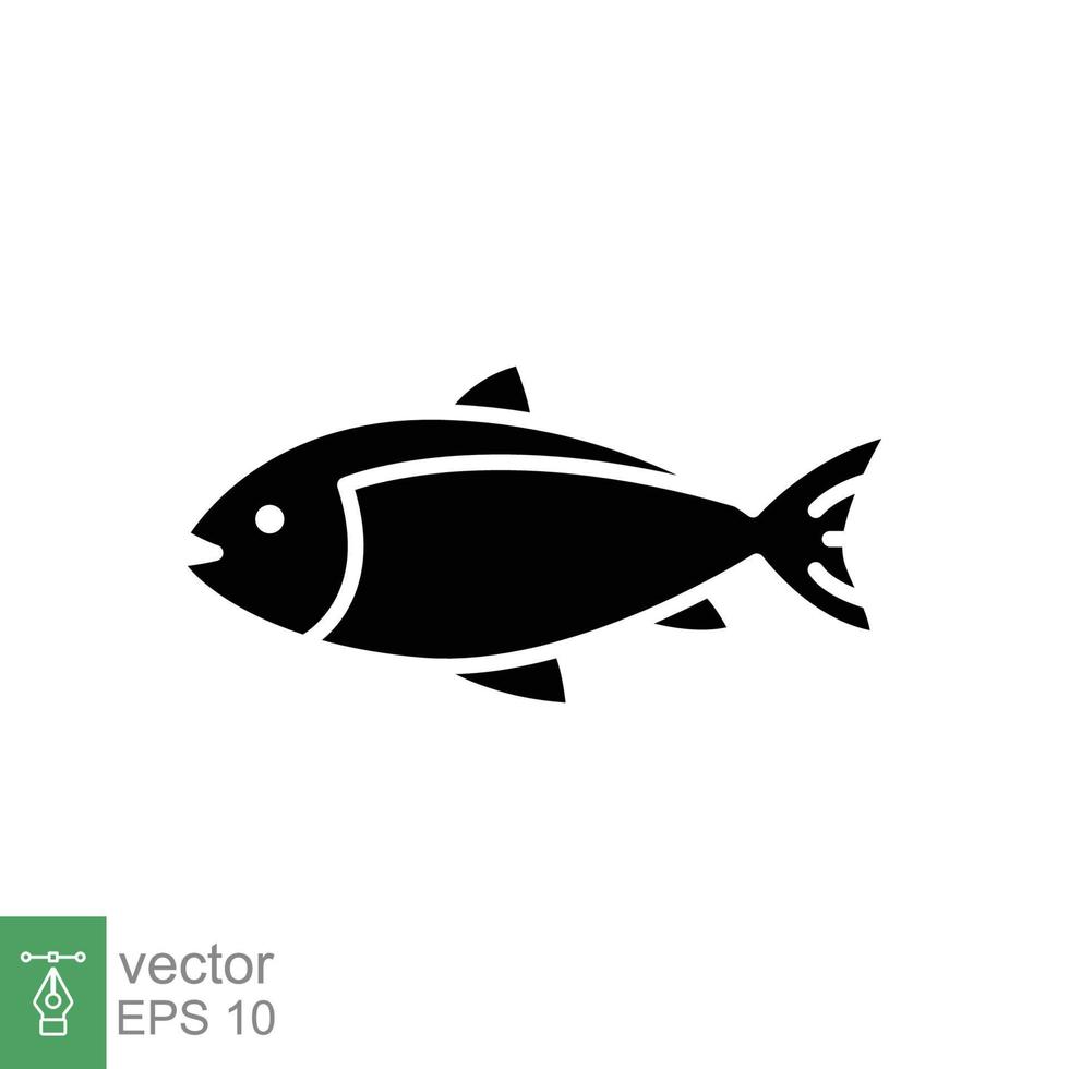 peixe ícone vetor silhueta símbolo. mar vida, atum, Peixes, natureza conceito para Comida modelo Projeto. sólido, glifo vetor ilustração isolado em branco fundo. eps 10.