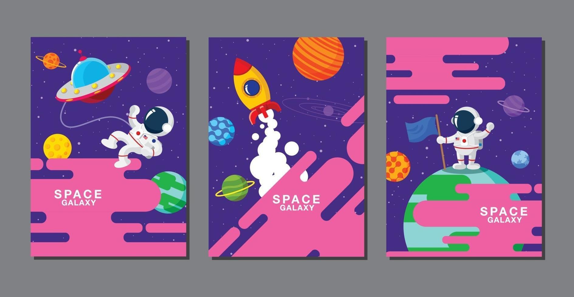 conjunto de modelos de banner. universo, galáxia espacial, design. ilustração vetorial vetor