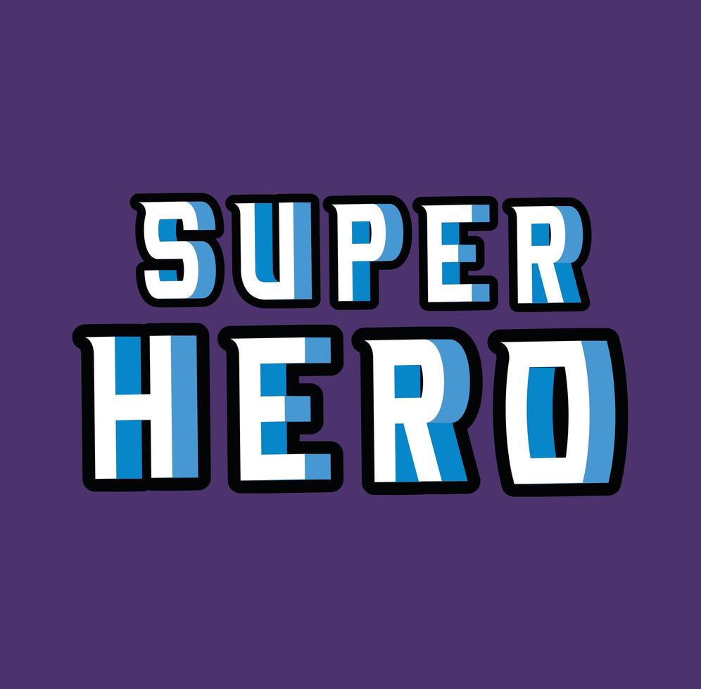 Letras de super-herói 3D em desenho vetorial de fundo azul vetor