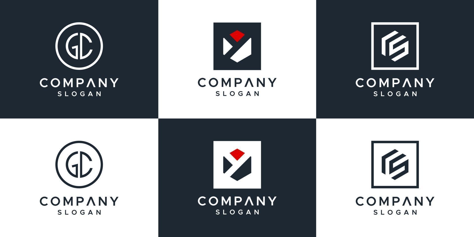 conjunto de design de logotipo de monograma criativo vetor