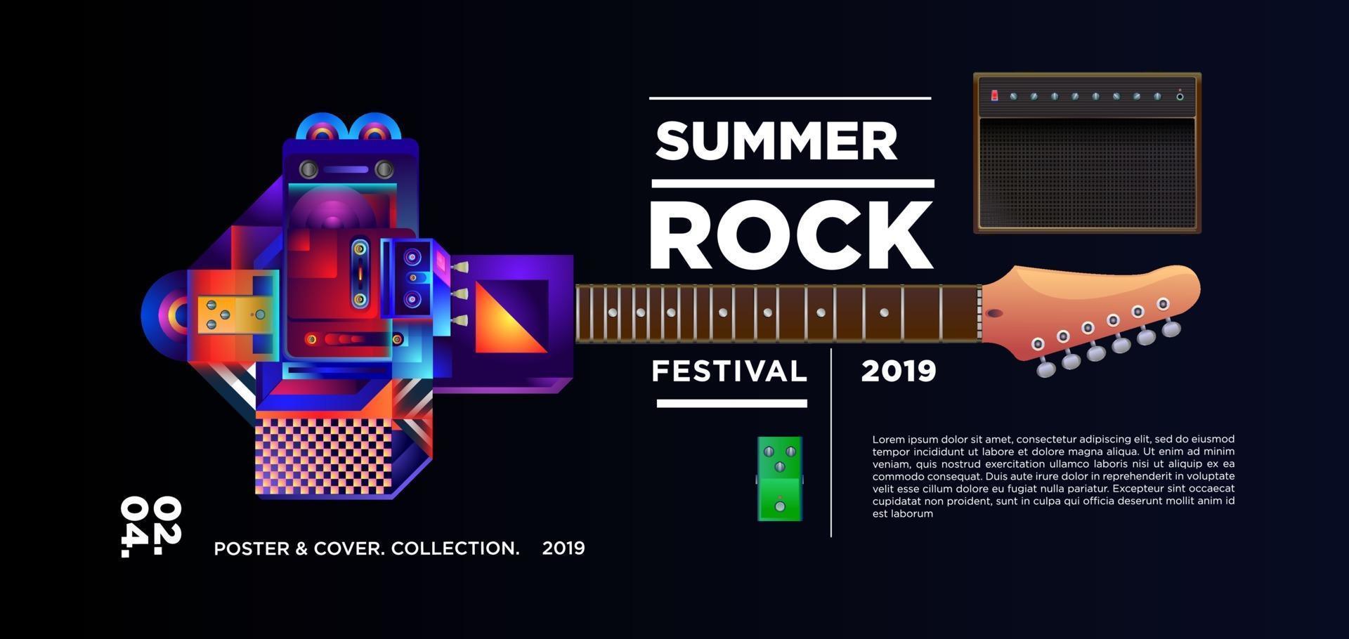 banner festival de música rock de verão vetor