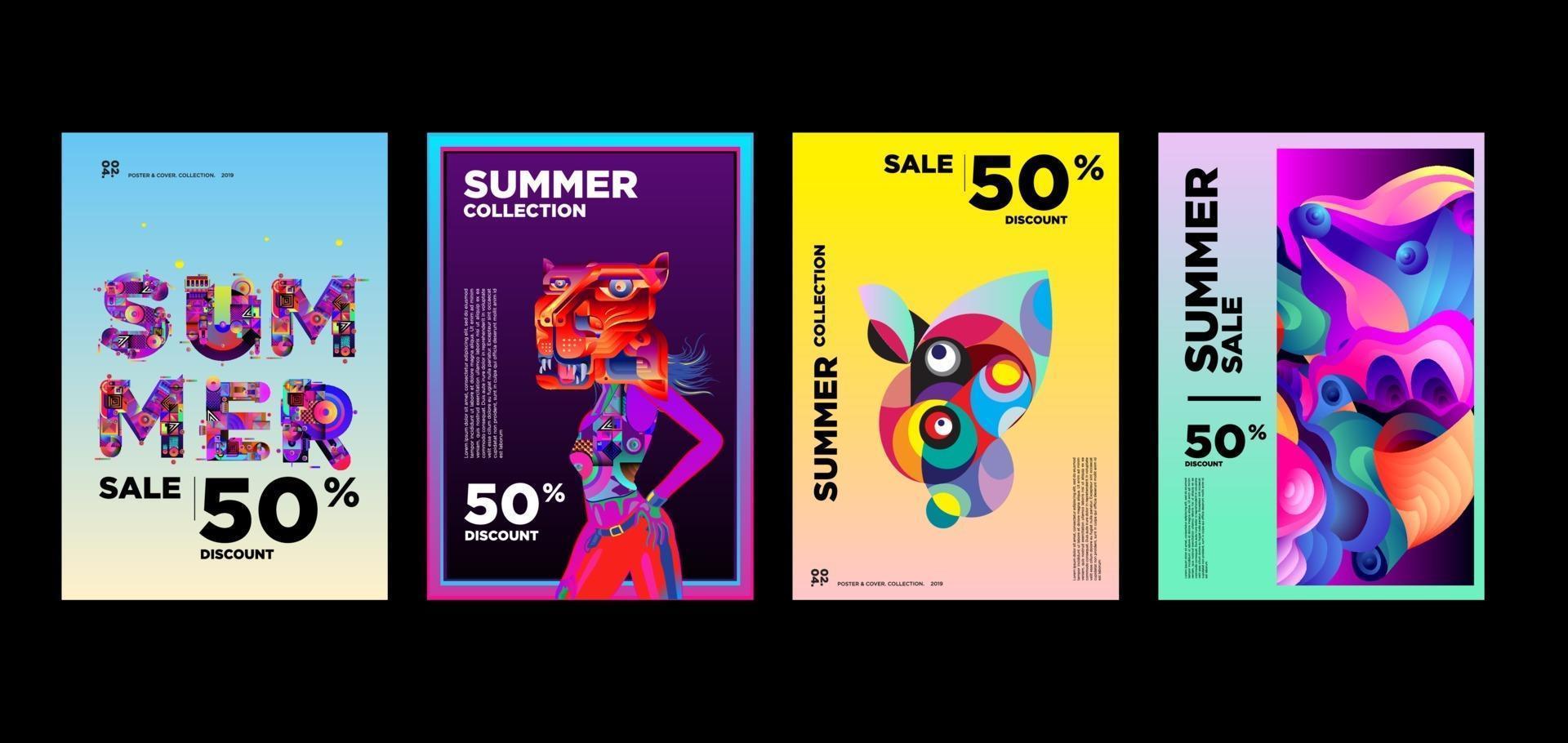 modelo de banner de promoção de desconto de moda e música de verão vetor