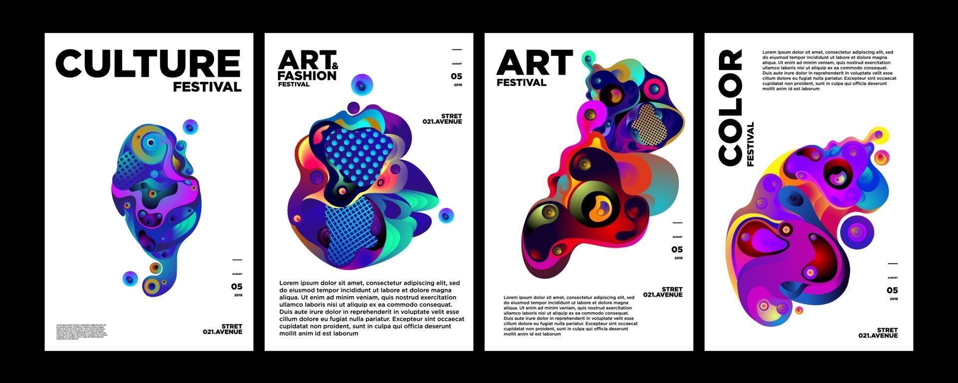 vetor colorido gradiente abstrato líquido e cartaz líquido