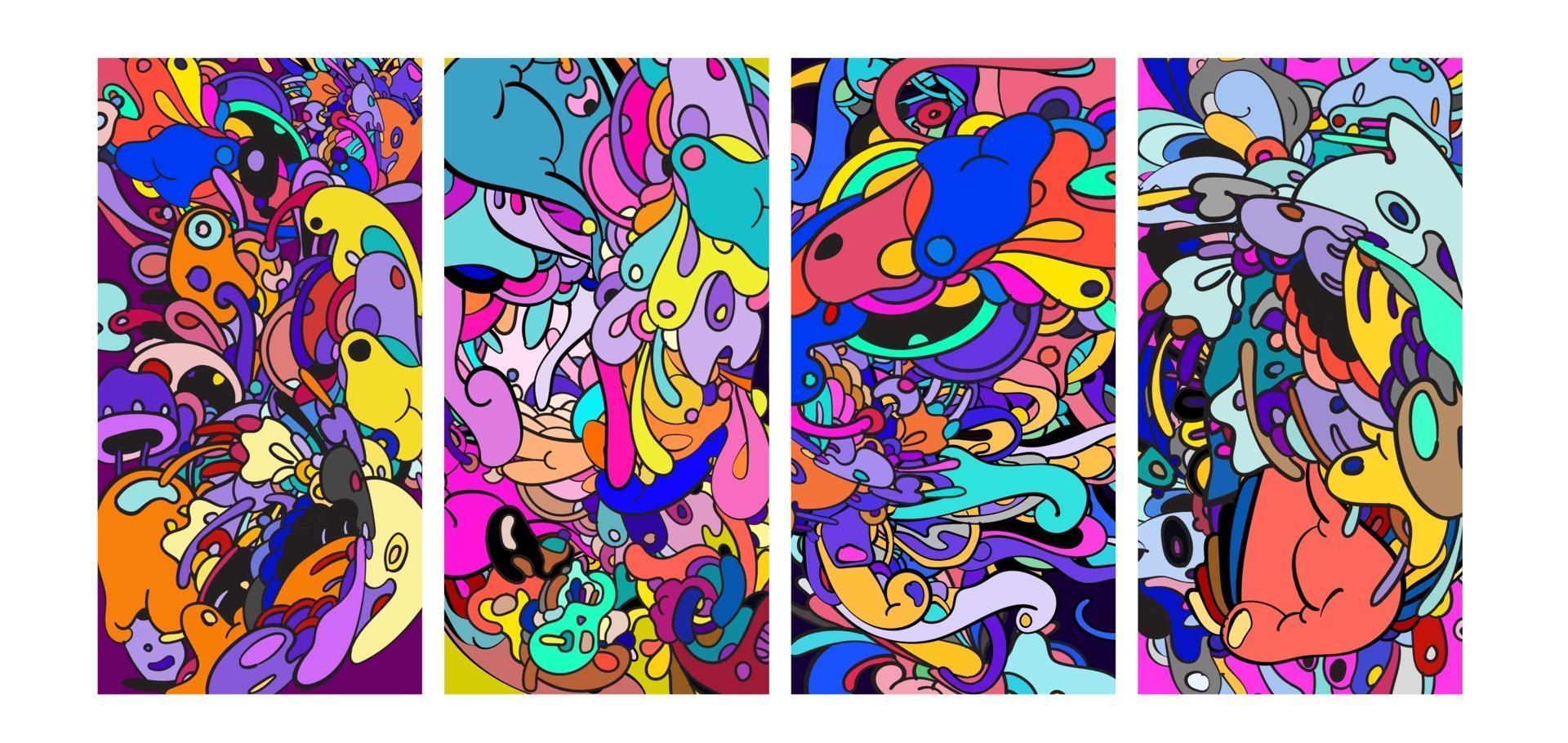 vetor colorido desenho abstrato doodle banner