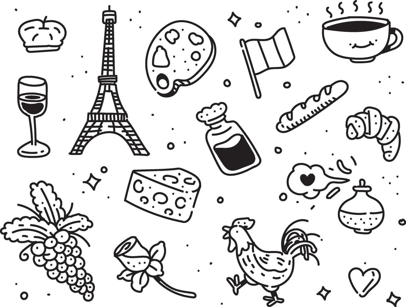 estilo de doodle de paris. estilo de desenho de paris vetor