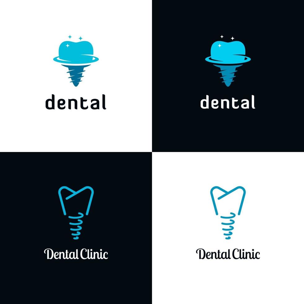 conjunto de logotipo de implante dentário vetor