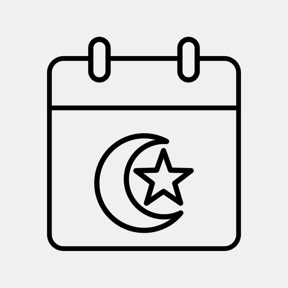 ícone islâmico calendário. islâmico elementos do ramadã, eid al fitr, eid al adha. ícones dentro linha estilo. Boa para impressões, cartazes, logotipo, decoração, cumprimento cartão, etc. vetor
