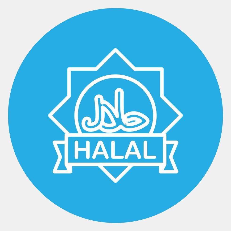 ícone halal. islâmico elementos do ramadã, eid al fitr, eid al adha. ícones dentro azul estilo. Boa para impressões, cartazes, logotipo, decoração, cumprimento cartão, etc. vetor