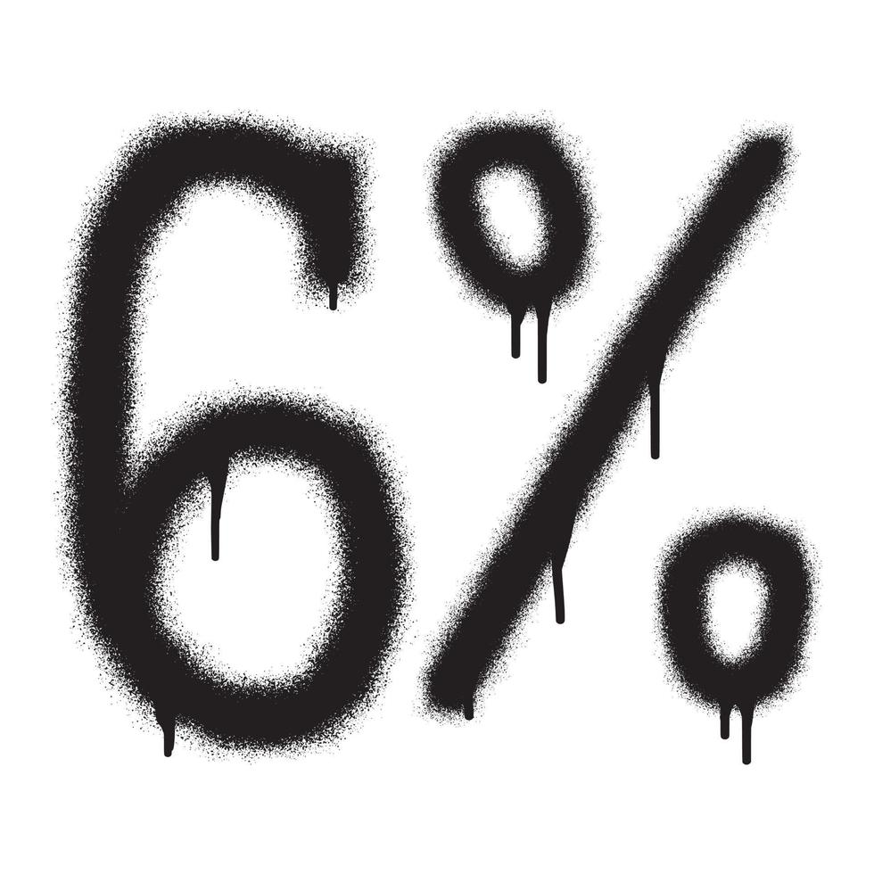 6 por cento com Preto spray pintar. vetor ilustração.