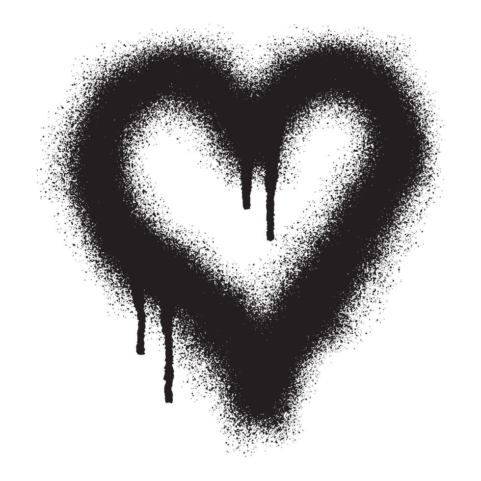 grafite coração ícone com Preto spray pintura vetor