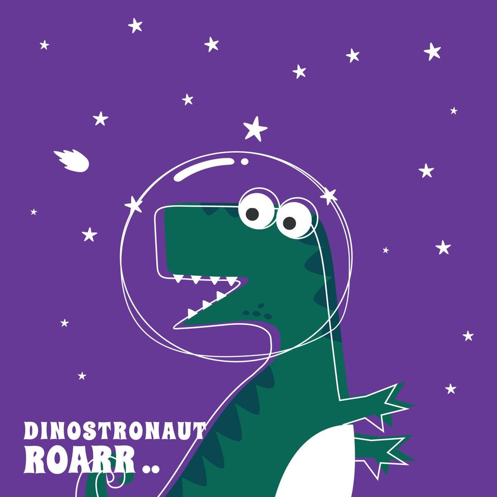 fofa astronauta dinossauro. espaço tema camiseta impressão para crianças. criativo vetor infantil fundo para tecido, têxtil, berçário papel de parede, poster, cartão, folheto. e de outros decoração.