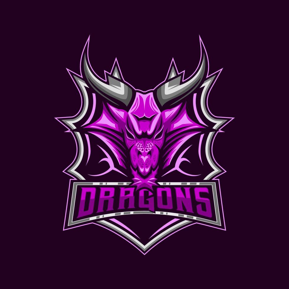Dragão e-sport logotipo. Dragão cabeça mascote logotipo ícone símbolo moderno estilo modelo vetor
