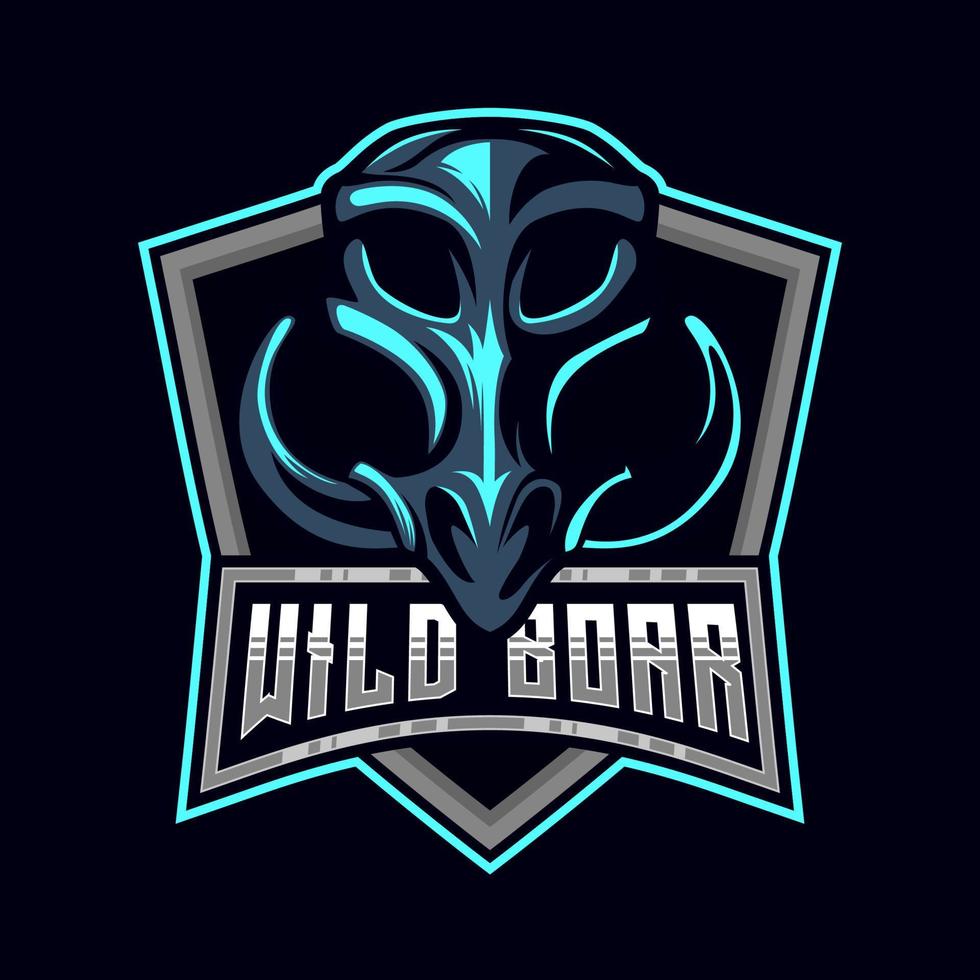 javali crânio e-sport mascote logotipo Projeto modelo vetor ilustração