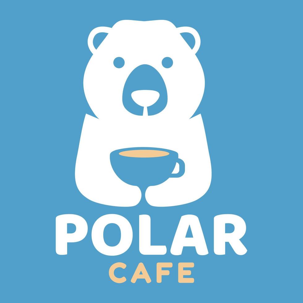 moderno mascote plano Projeto simples minimalista fofa polar Urso logotipo ícone Projeto modelo vetor com moderno ilustração conceito estilo para cafeteria, café comprar, restaurante, distintivo, emblema e rótulo