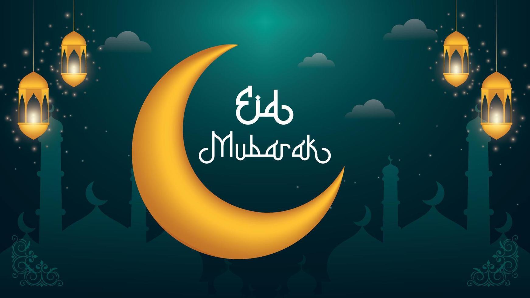 Ramadã Mubarak, Eid Mubarak e eid ul-fitr,eid ul adha social meios de comunicação bandeira modelo vetor