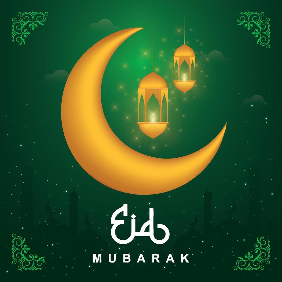 Ramadã Mubarak, Eid Mubarak e eid ul-fitr,eid ul adha social meios de comunicação bandeira modelo vetor