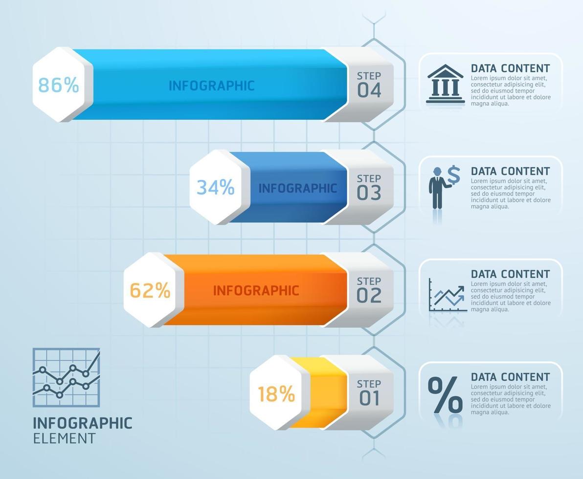 modelo de design de infográficos de negócios. ilustração vetorial. pode ser usado para layout de fluxo de trabalho, diagrama, opções de número, opções de inicialização, design de web. vetor