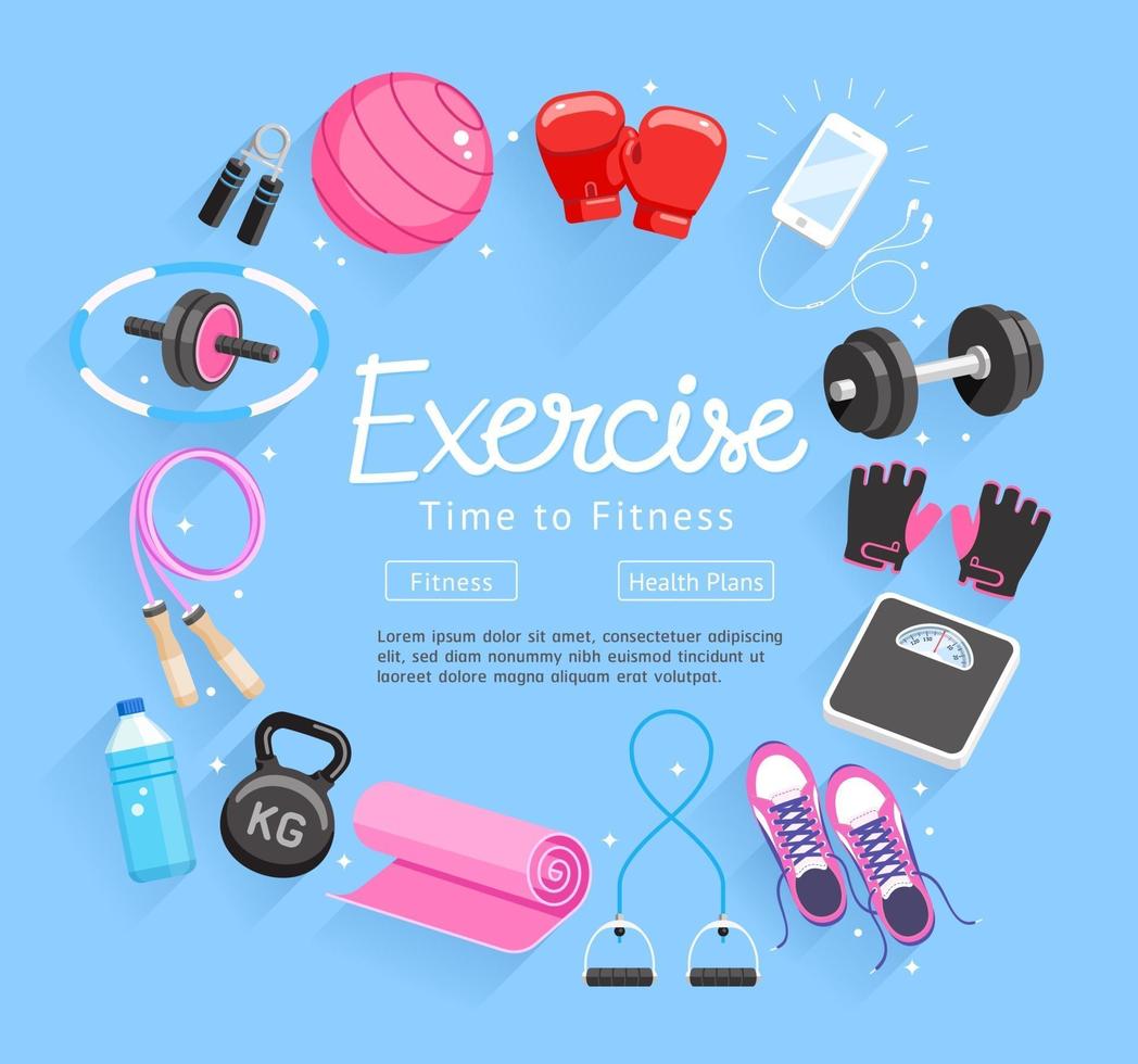 conjunto de equipamentos de exercícios. ilustrações vetoriais. vetor